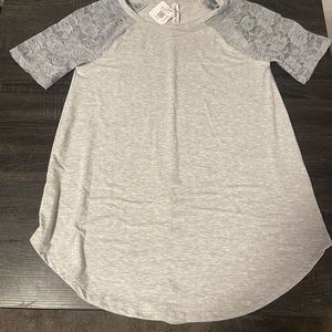 Grey lace sleeve T